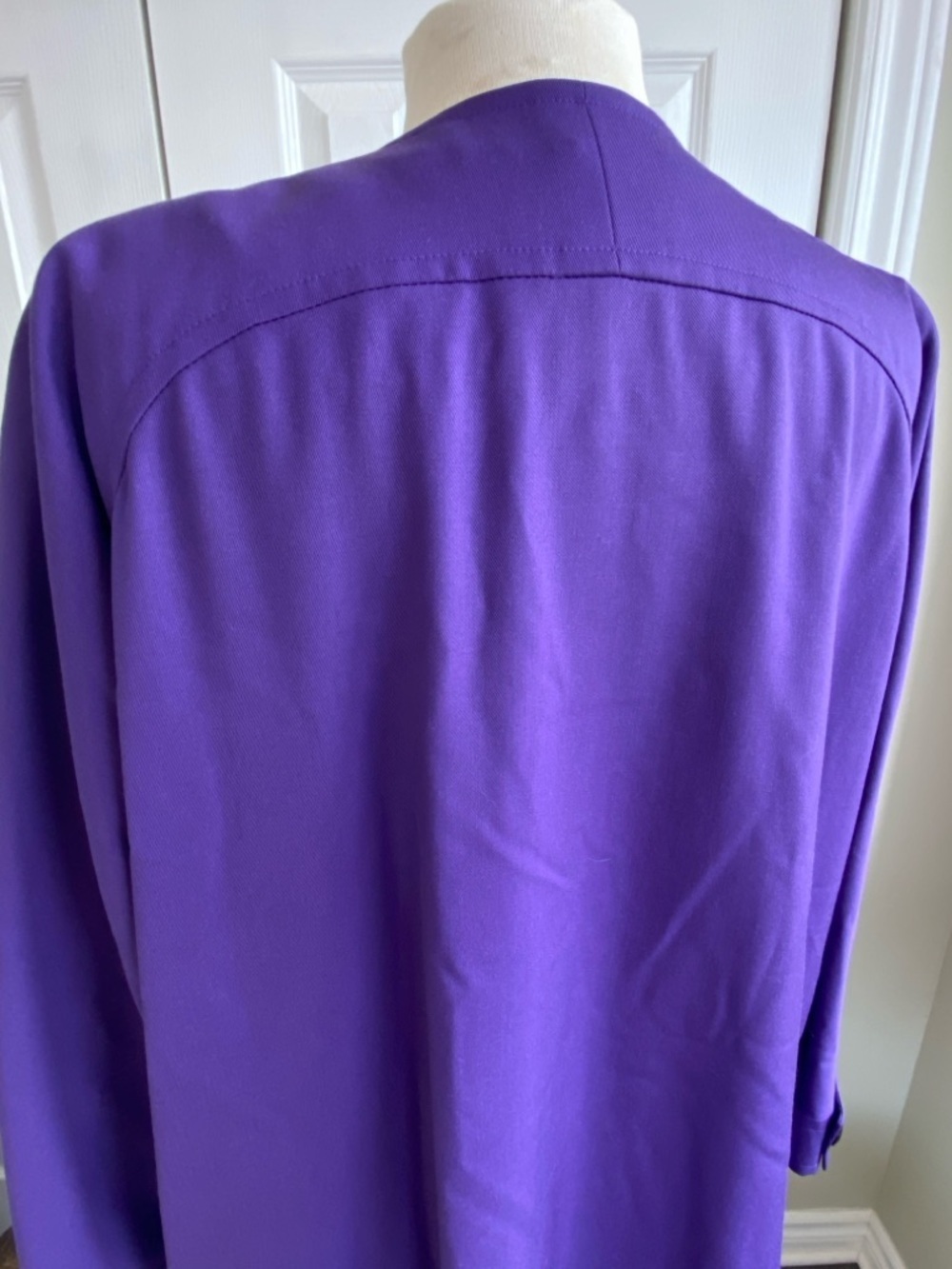 Valentino Miss V Royal Purple Wool Italy Trapeze Swing Coat Vintage 1990s - Picture 5 of 12